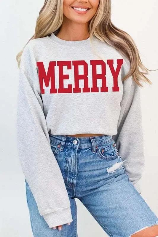 Merry Graphic Fleece Sweatshirts - Love Salve